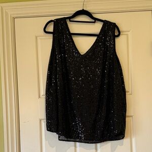LOFT Black Sequin Camisole